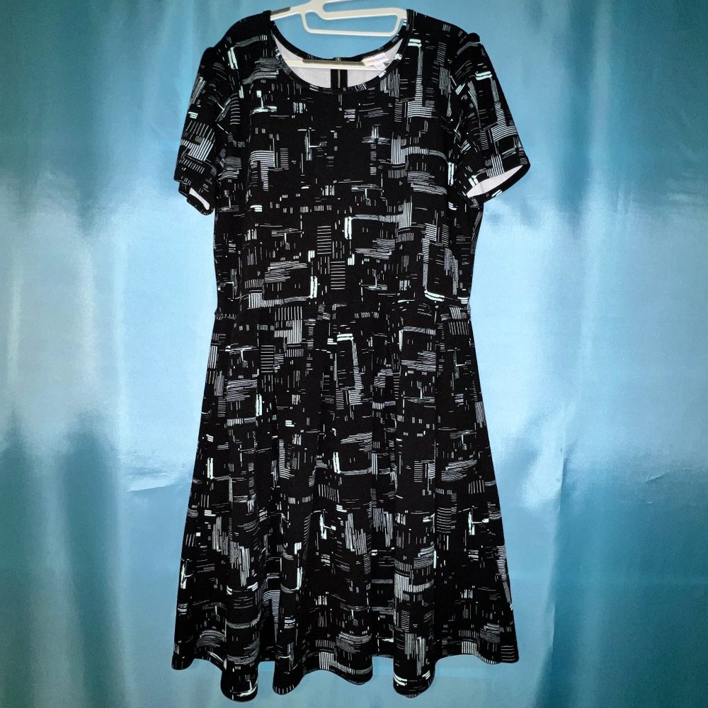 LuLaRoe Amelia Black Mint Dress 3XL